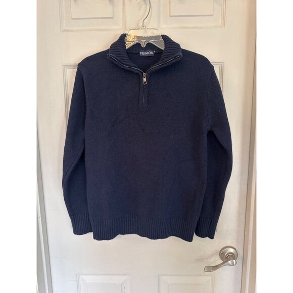 Feinion Other - Feinion Navy Blue Wool Blend Long Sleeve Quarter Zip Sweater Men's Small